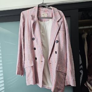 We The Free Pink Striped Blazer